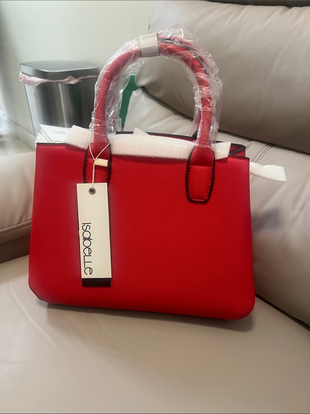 Red Structured Top-Handle Tote - Picture 1 of 3